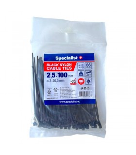 #31708 [81-3-2102J] SPECIALIST+ nylon cable ties, black, 2.5x100 mm, 100 pcs