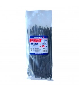 #31718 [81-3-3202J] SPECIALIST+ nylon cable ties, black, 3.6x200 mm, 100 pcs
